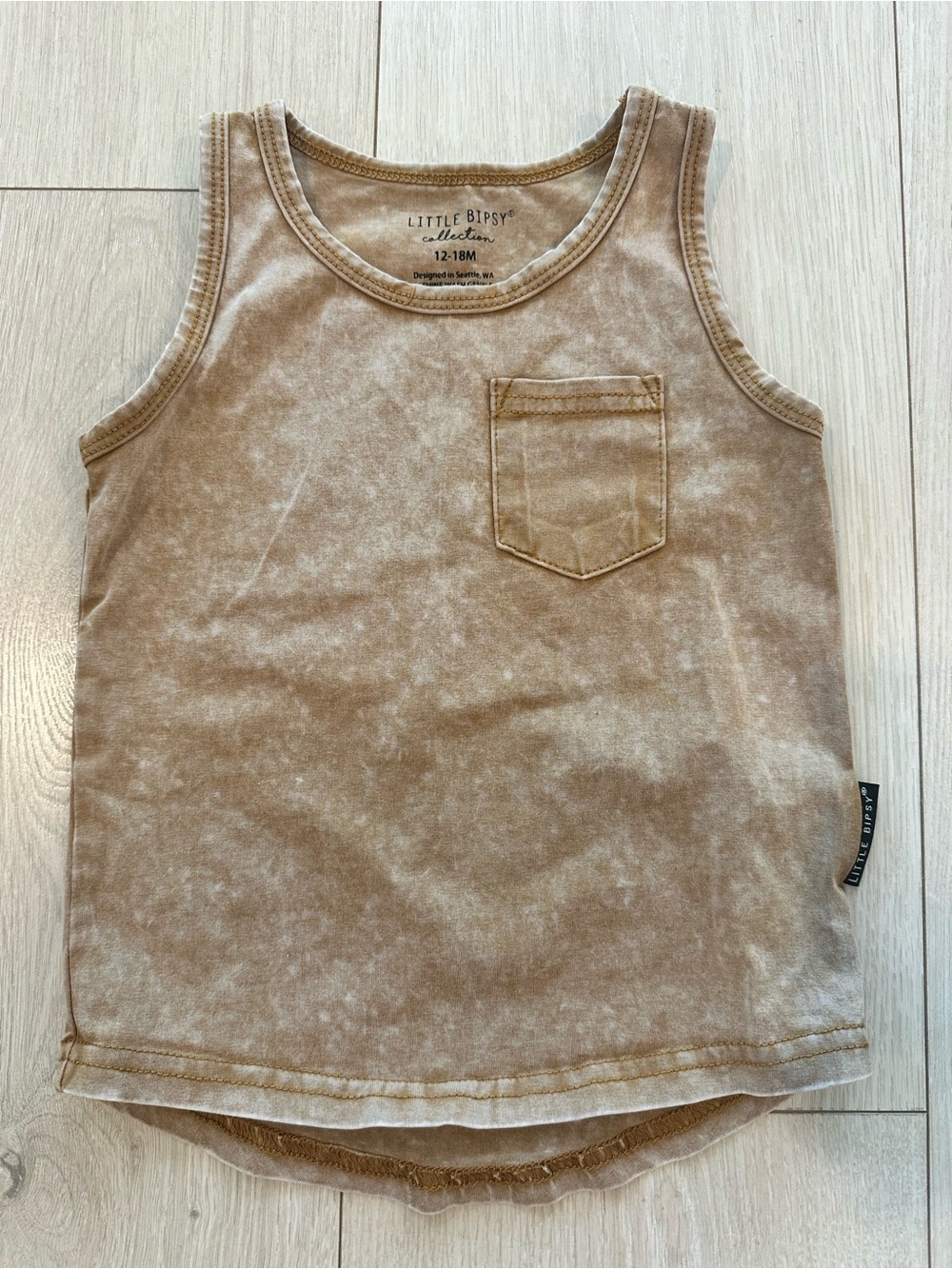 Little Bipsy Tan Mineral-Wash Pocket Tank